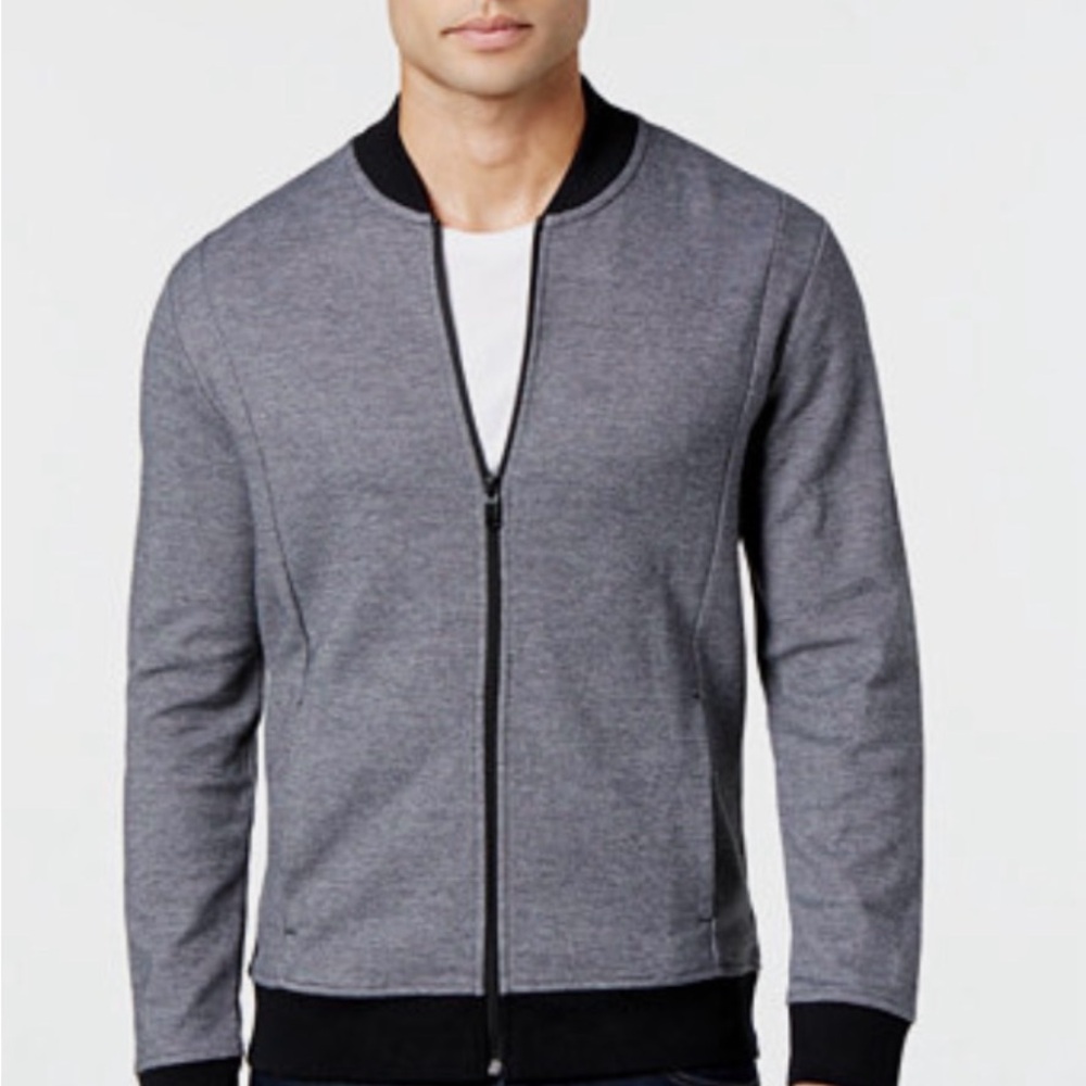 Alfani Men's Deep Black Pique Bomber Sweater